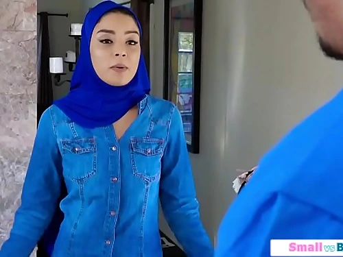 Arab teenie getting boned by two big studs