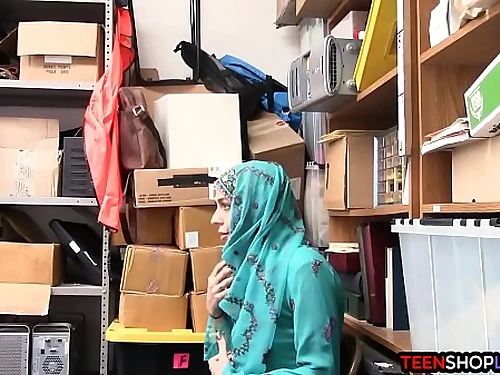 Arab nubile shoplifter caught and fucked by security
