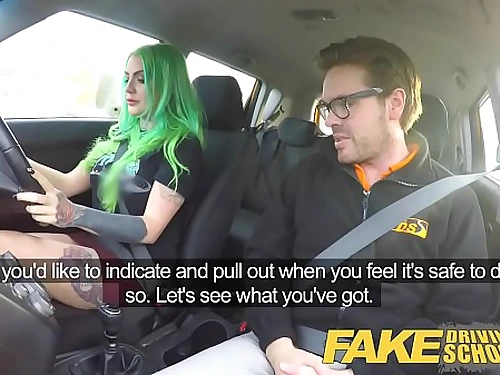 Fake Driving College Wild drill rail for tattooed big-boobed meaty arse bombshell