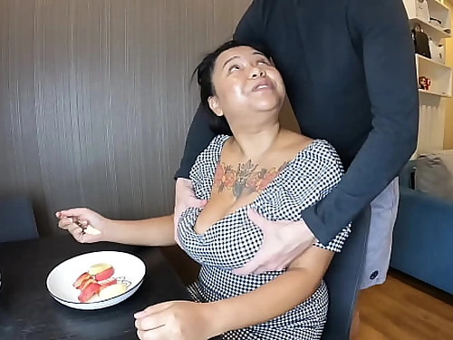 Chesty Chinese Breastfeeding Explosive Handjob and Interracial Fuckfest